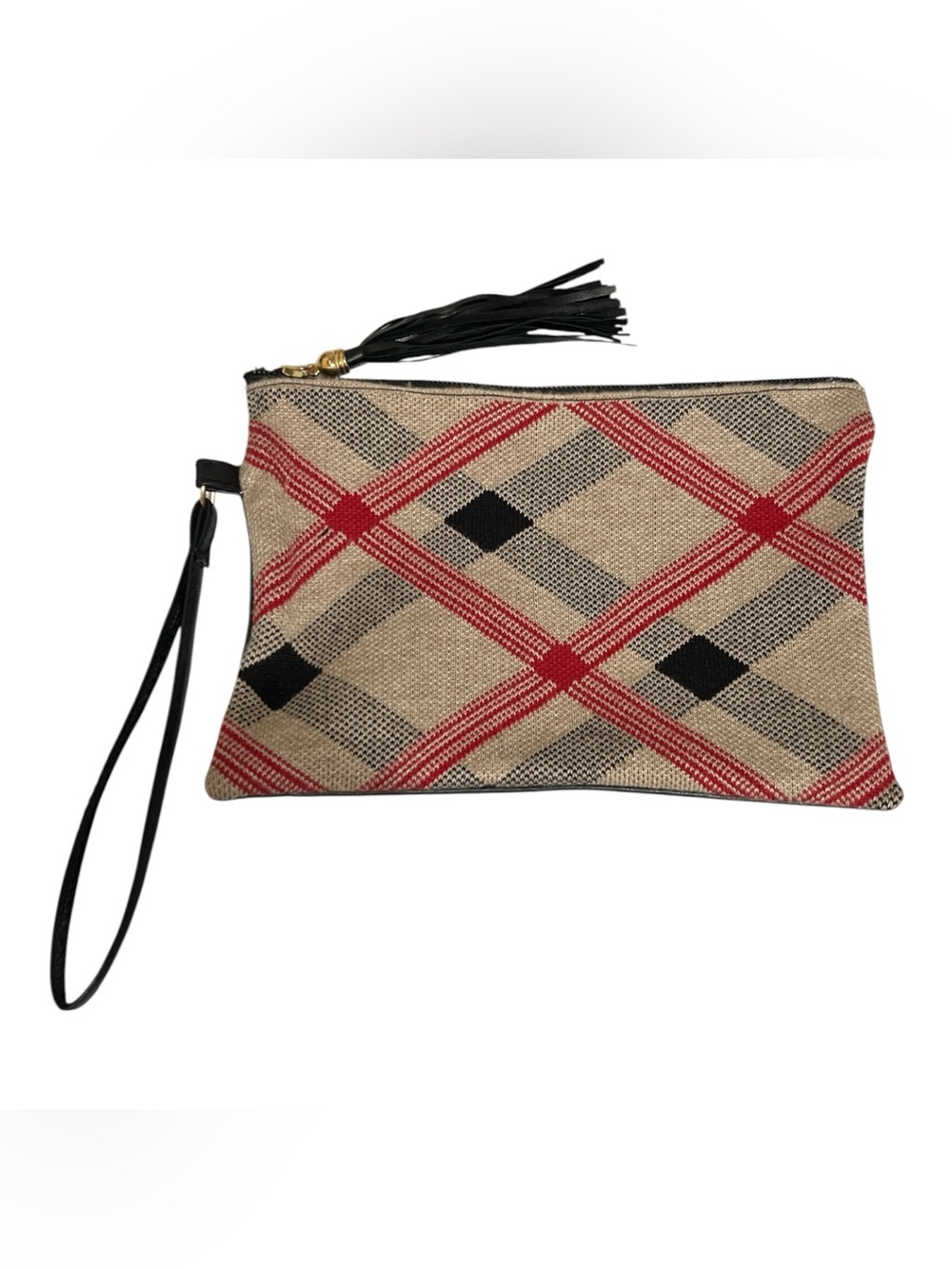 Red Plaid Soft Flexible Wristlet Clutch - Classic Pattern